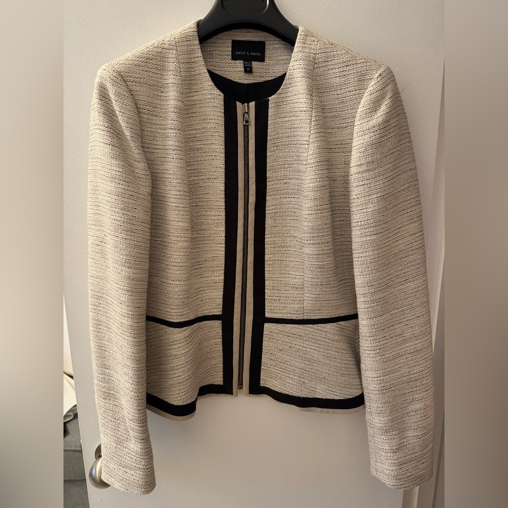 Cream and Black tweed Women's Jacket